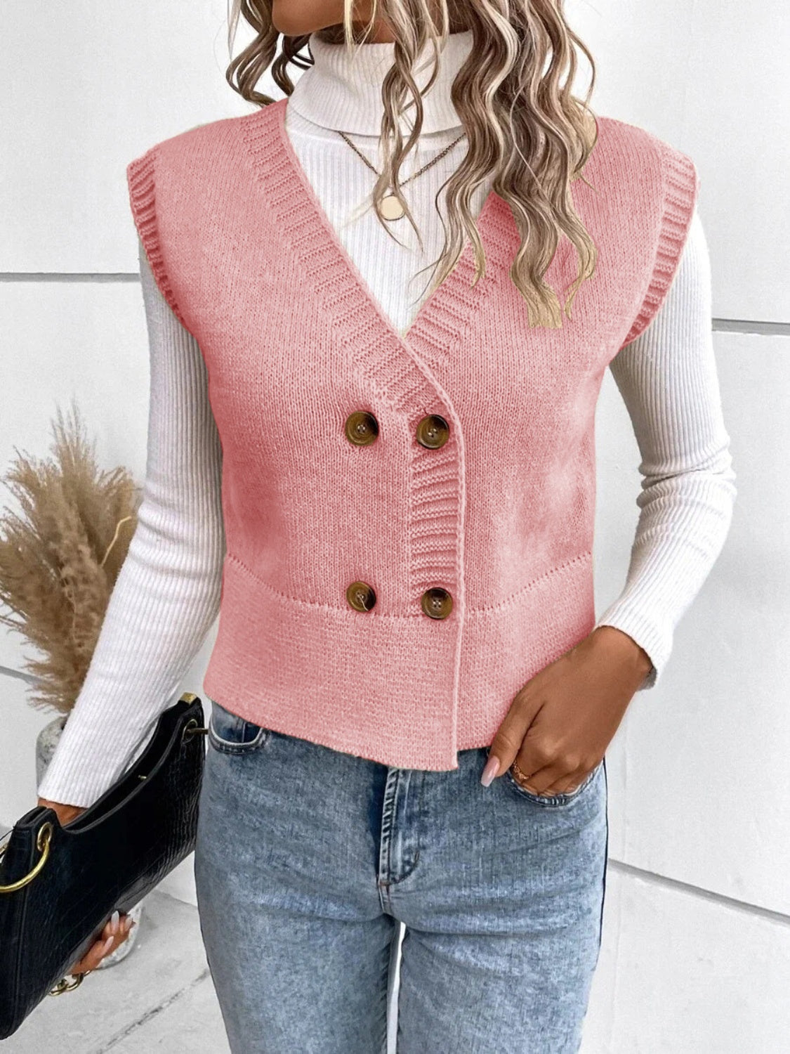 Valenzora | Elegante Herbst Klassische Knopfleiste V-Ausschnitt Strickweste für Damen