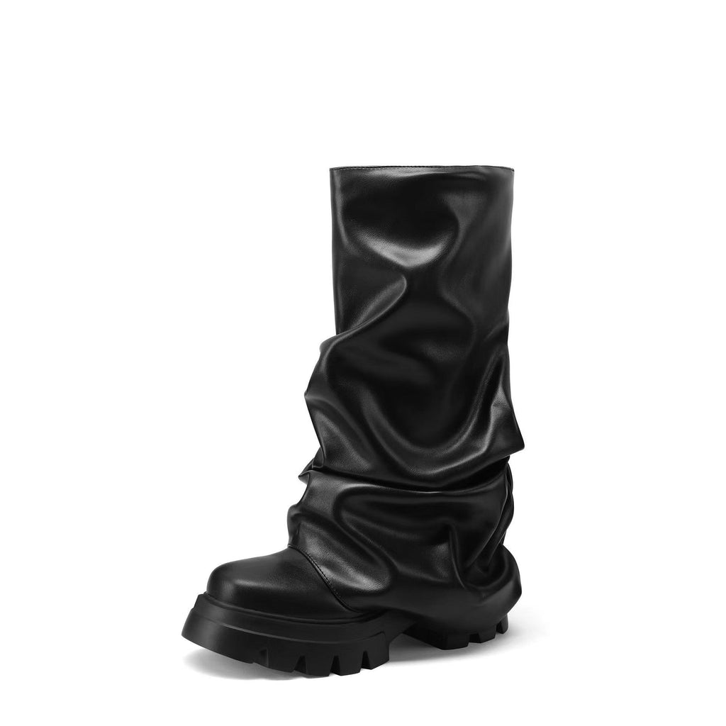 Valenzora | Damen-Stiefel mit runder Zehenpartie, dicker, geformter Sohle und umgelegtem Schaft