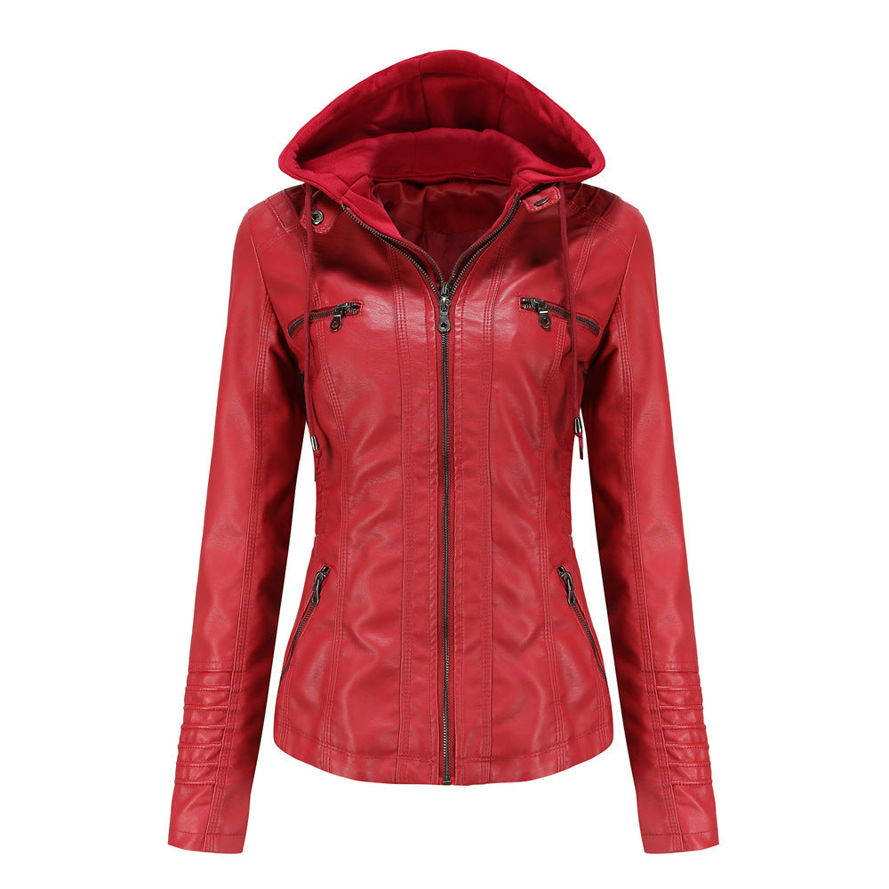 Valenzora | Leather jacket with hood