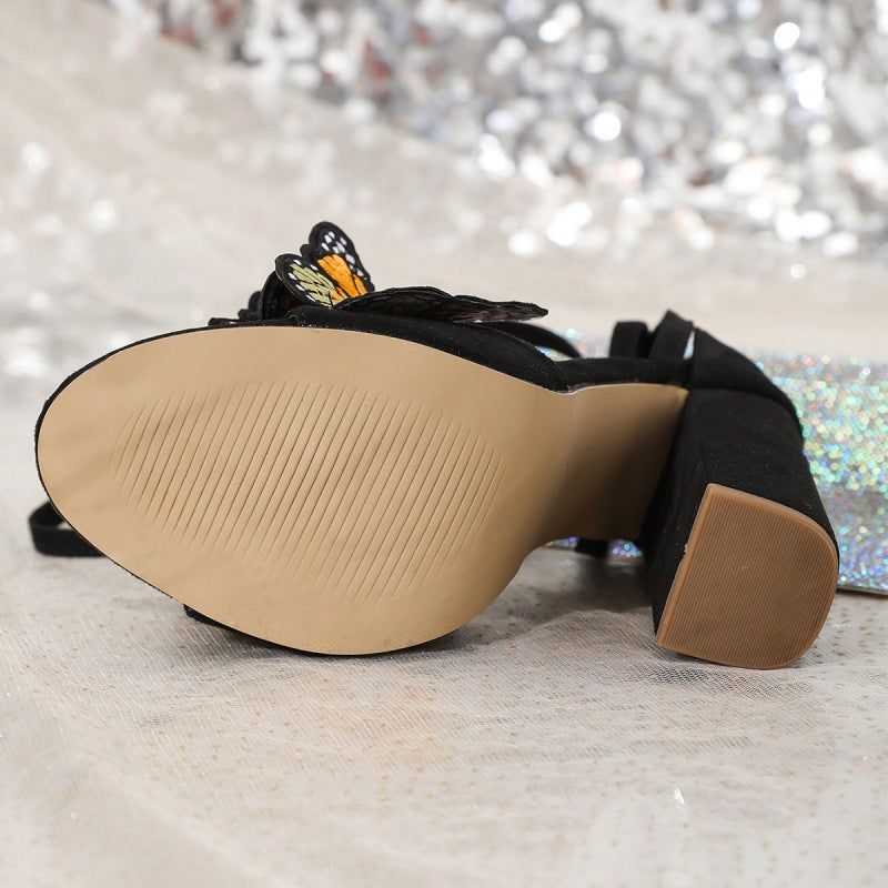 Valenzora | Orthopädische Damen-High-Heel-Sandalen mit Schmetterlingsmotiv
