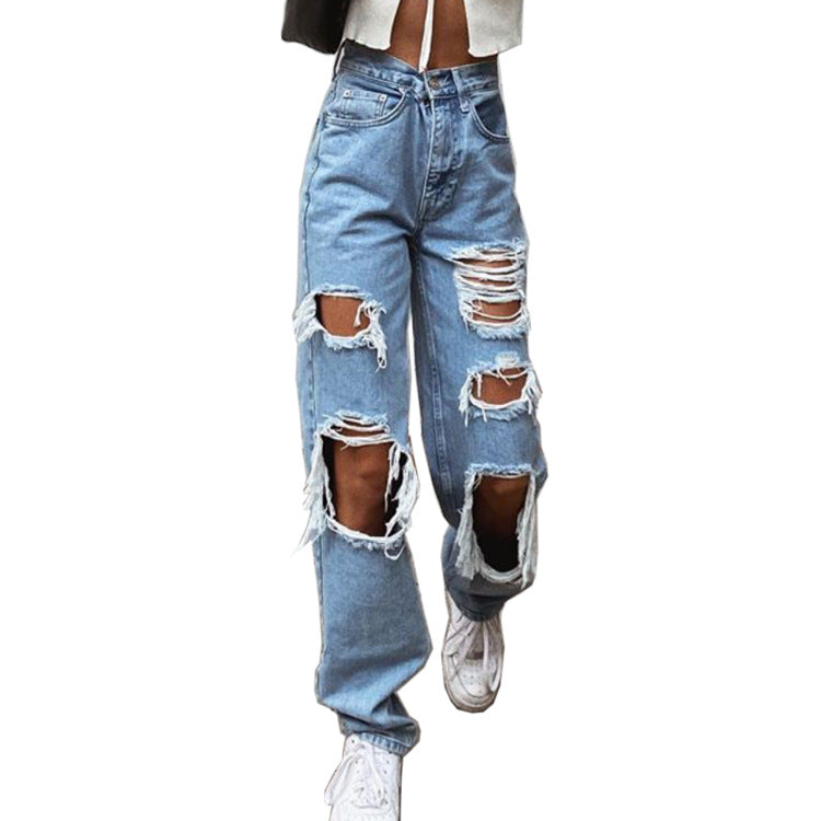 Valenzora Damenjeans mit Rissen und Waschung