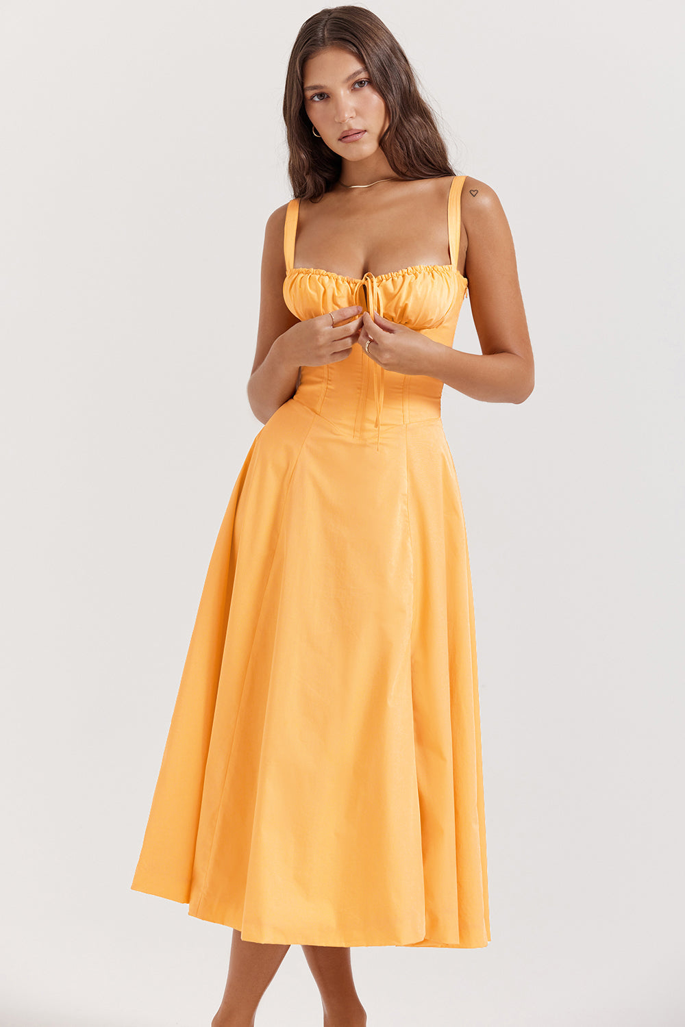 Valenzora - Midi dress with fitted top and flared skirt | Mini dress with spaghetti straps