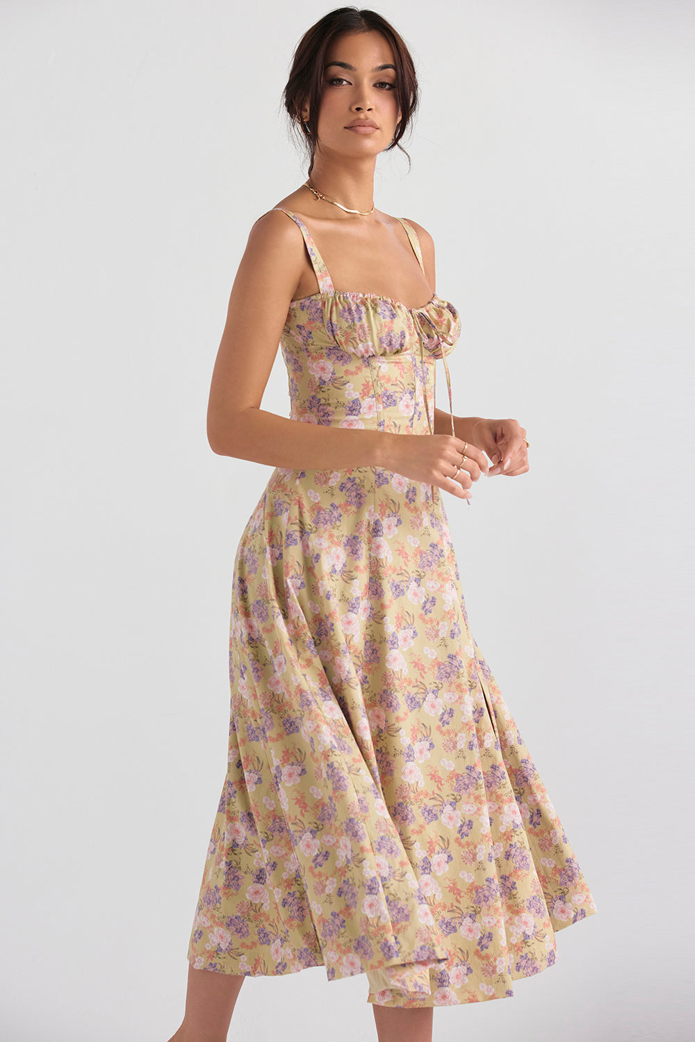 Carmea™ Floral Bustier Dress with Waist Shaping