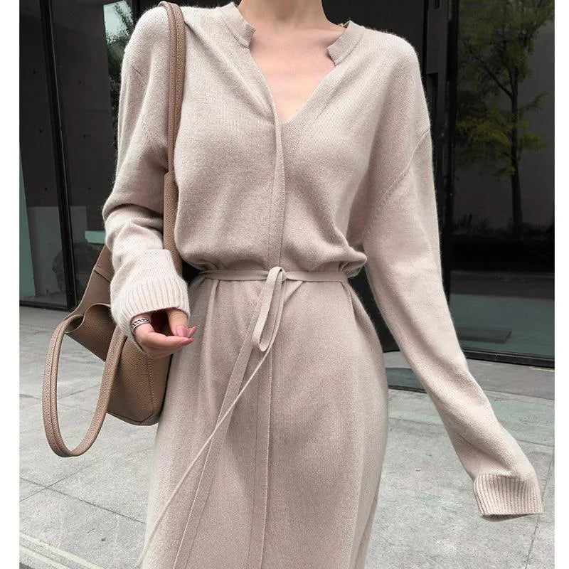 Valenzora | Elegantes Herbst-Chic Langarm-Pulloverkleid für Damen