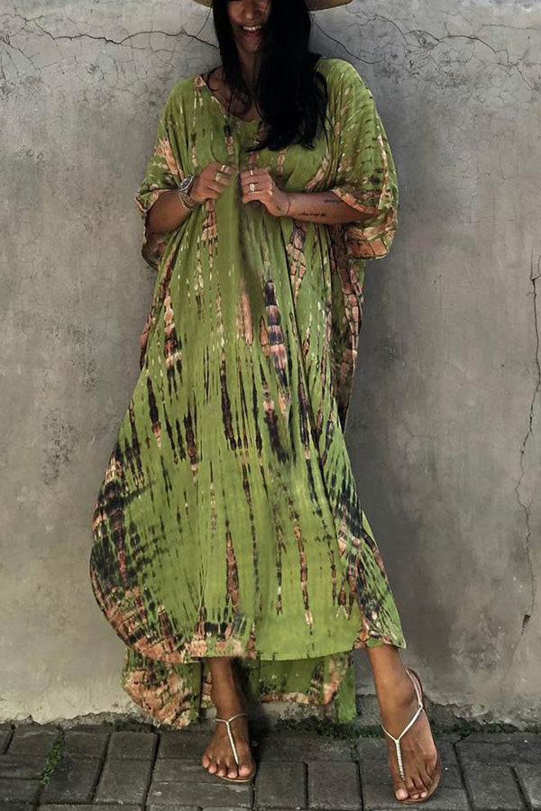 Valenzora Freely – Lockeres Wickelkleid im Batik-Boho-Stil