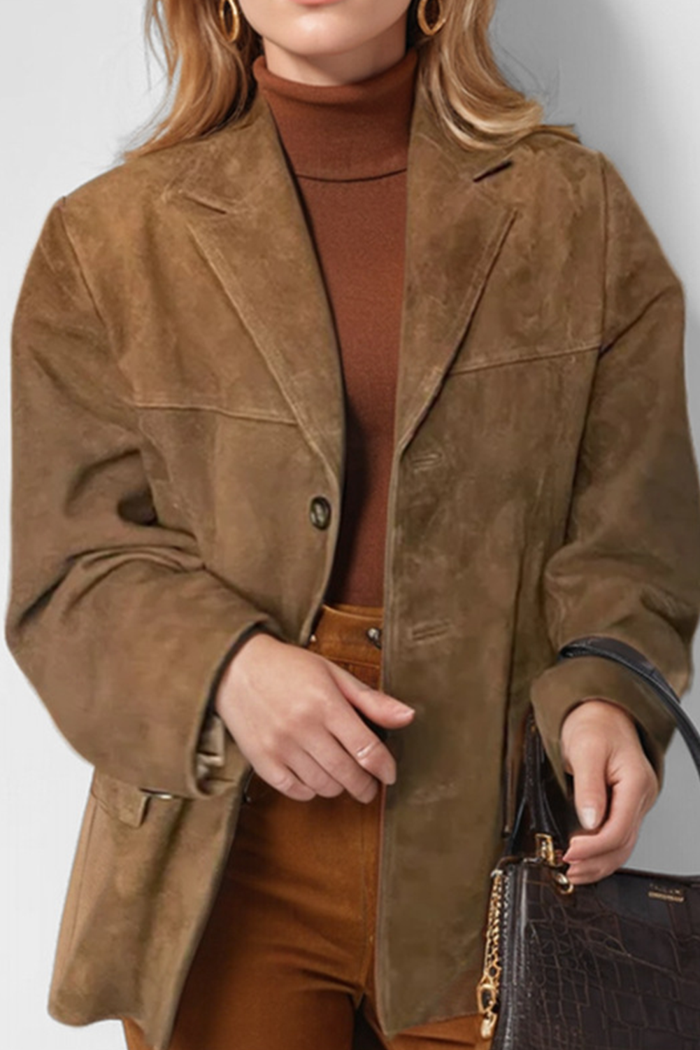 Valenzora - Vintage Coffee Jacket with Hooded Pockets and Buttons