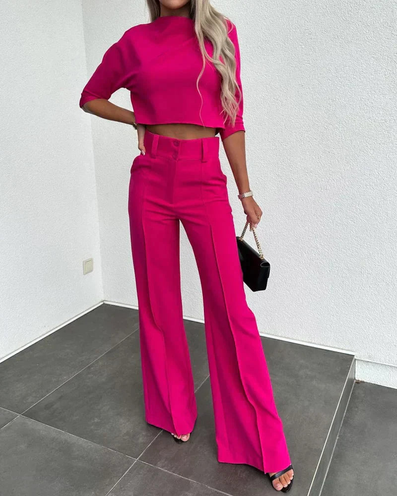 Valenzora | Set with jacket and high-waisted straight trousers for women | Stylish and comfortable outfit
