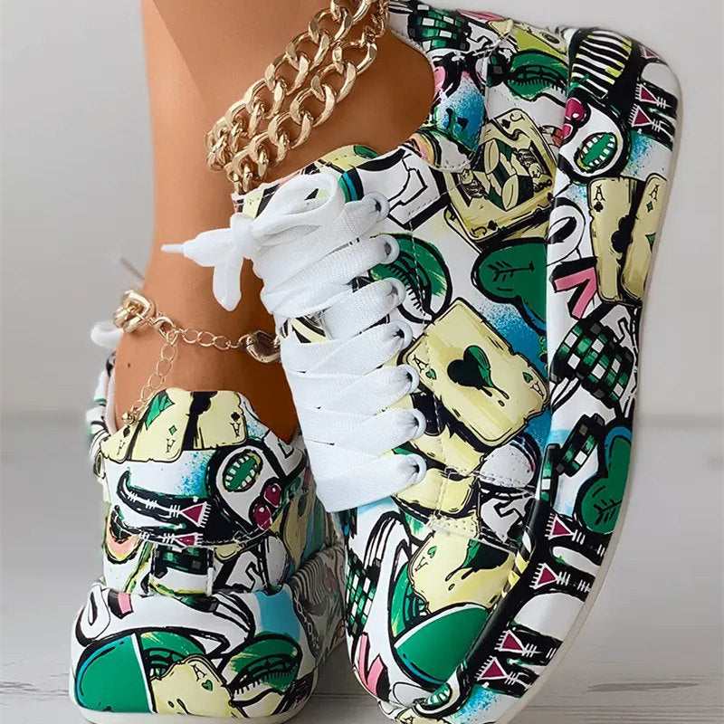 Valenzora | Lässige Sneaker im Graffiti-Stil für Damen