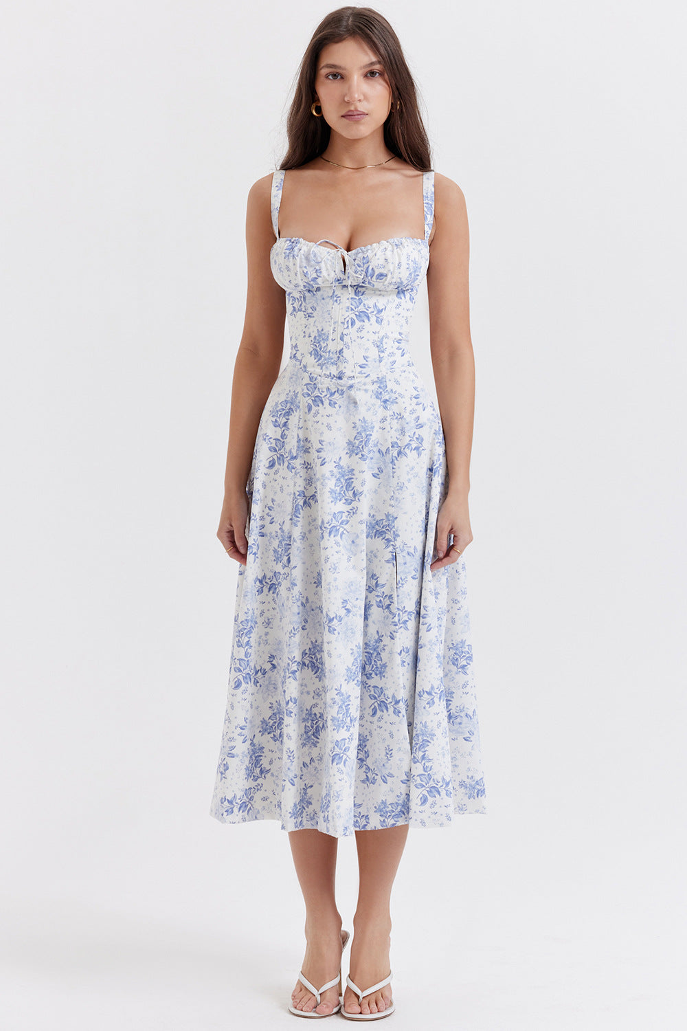 Valenzora cut sundress for women with French flair and seductive hip slit"