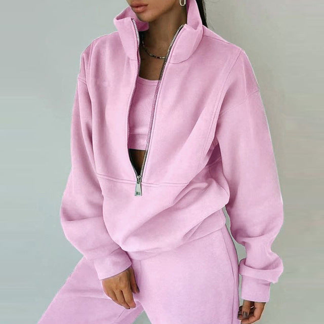 Valenzora | 3-piece sporty set - trendy women's sweatshirt jacket with jogging pants