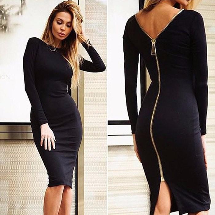 Valenzora | Long-sleeved dress with back zipper