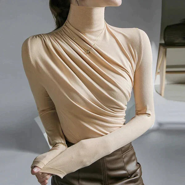 Roll-neck sweater with pleats