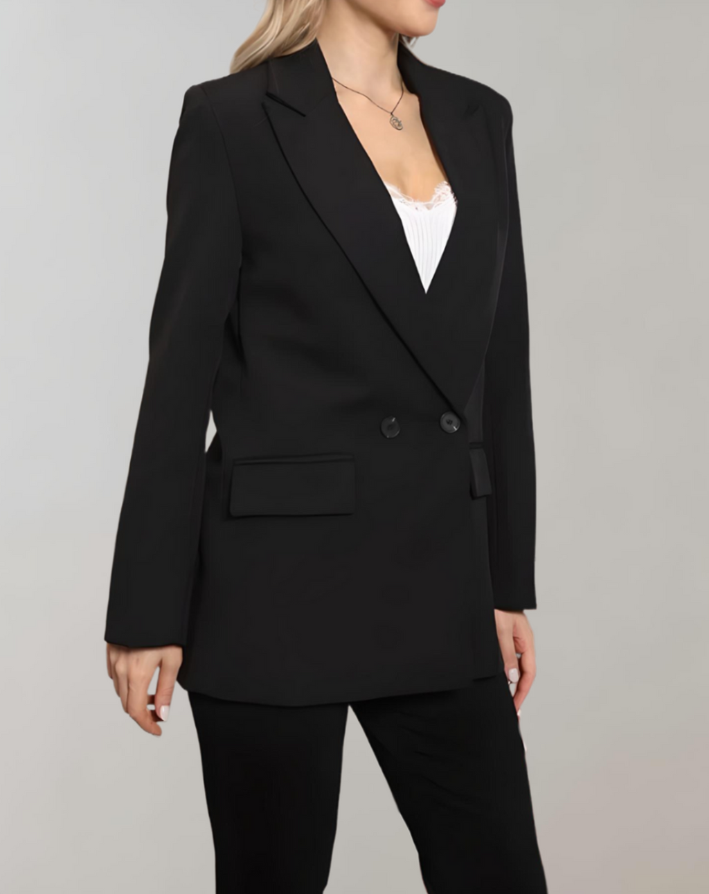Valenzora | Comfortable solid color formal plus size collar blazer