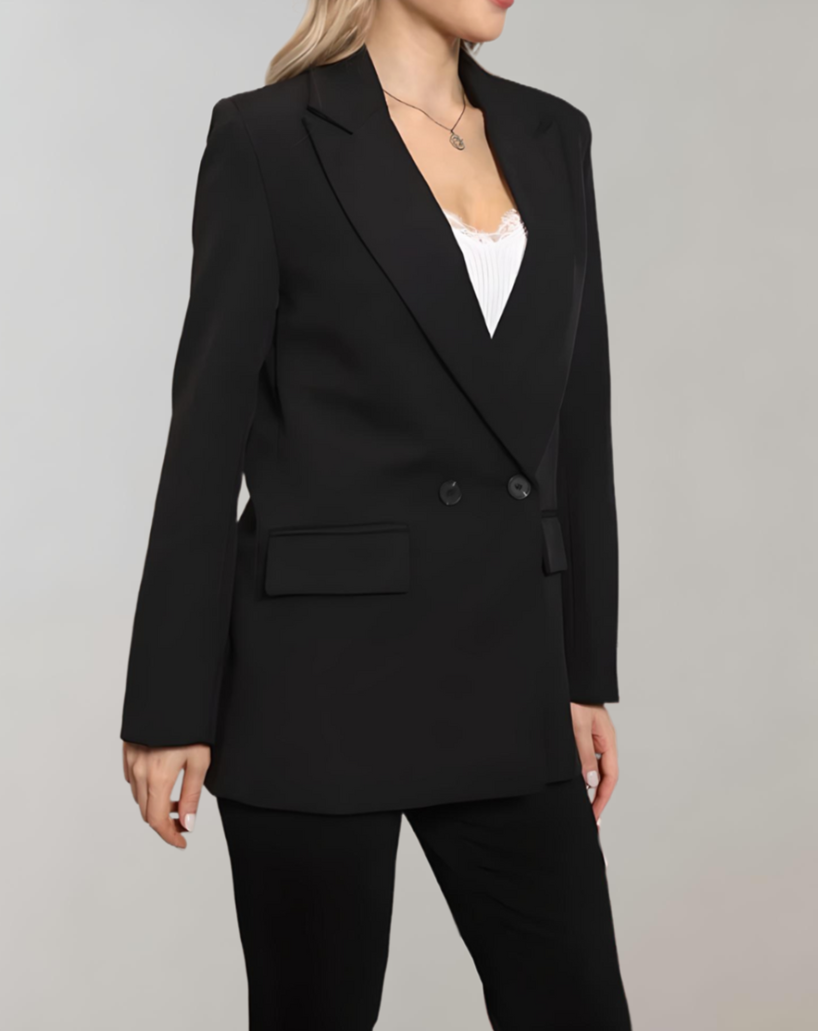 Valenzora | Comfortable solid color formal plus size collar blazer