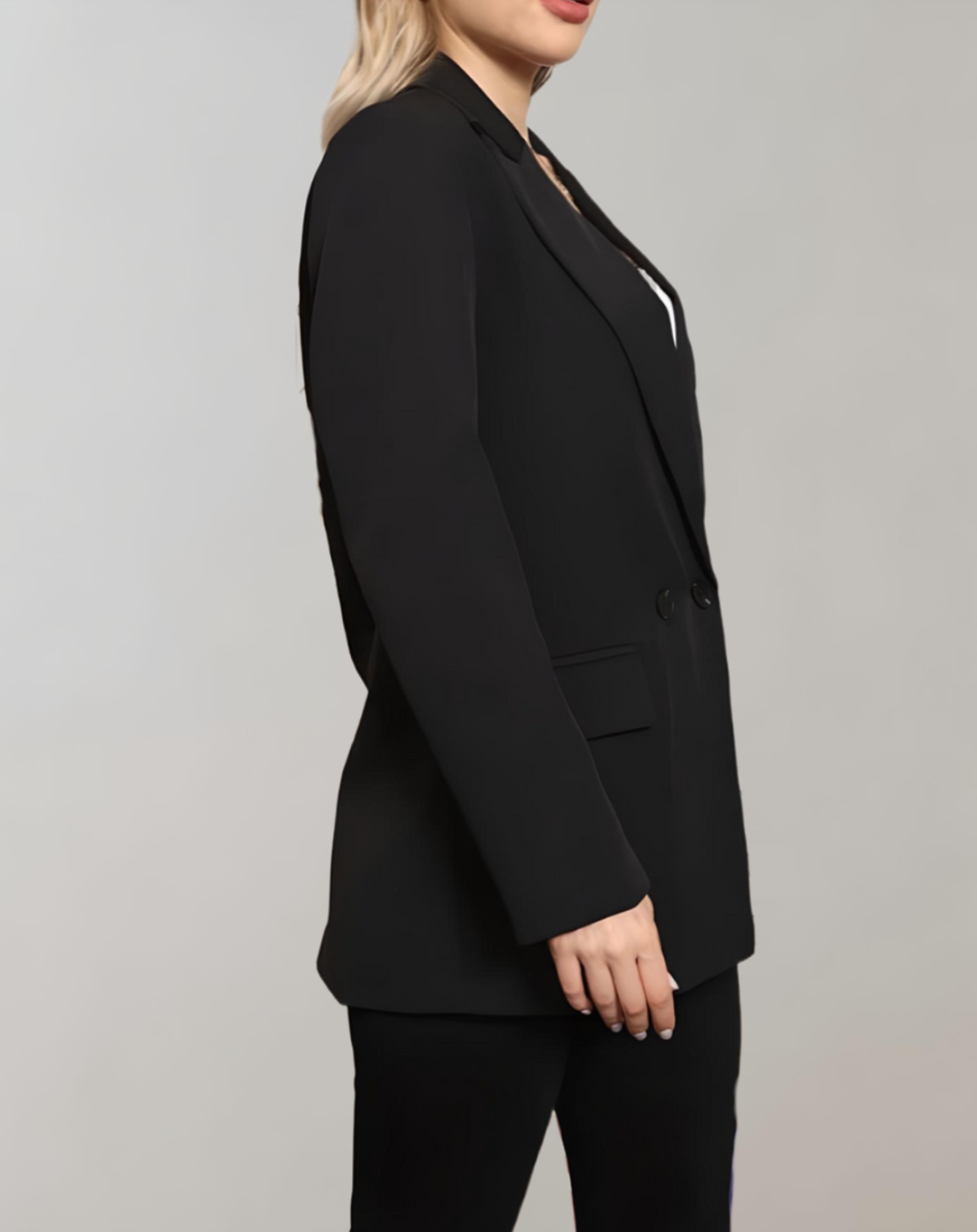Valenzora | Comfortable solid color formal plus size collar blazer