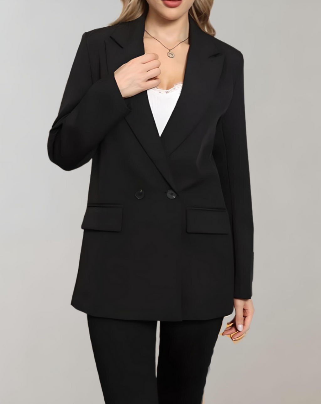 Valenzora | Comfortable solid color formal plus size collar blazer