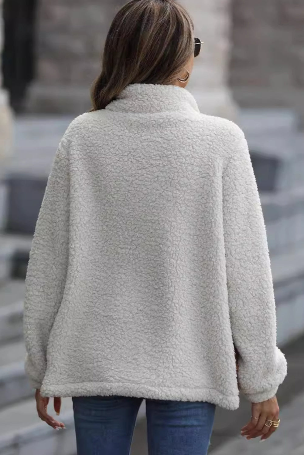Valenzora | Fashionable Sherpa Coat with Printed Pocket