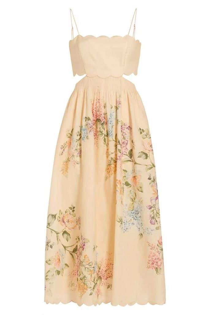 Valenzora | Midi dress with cut-outs and floral print