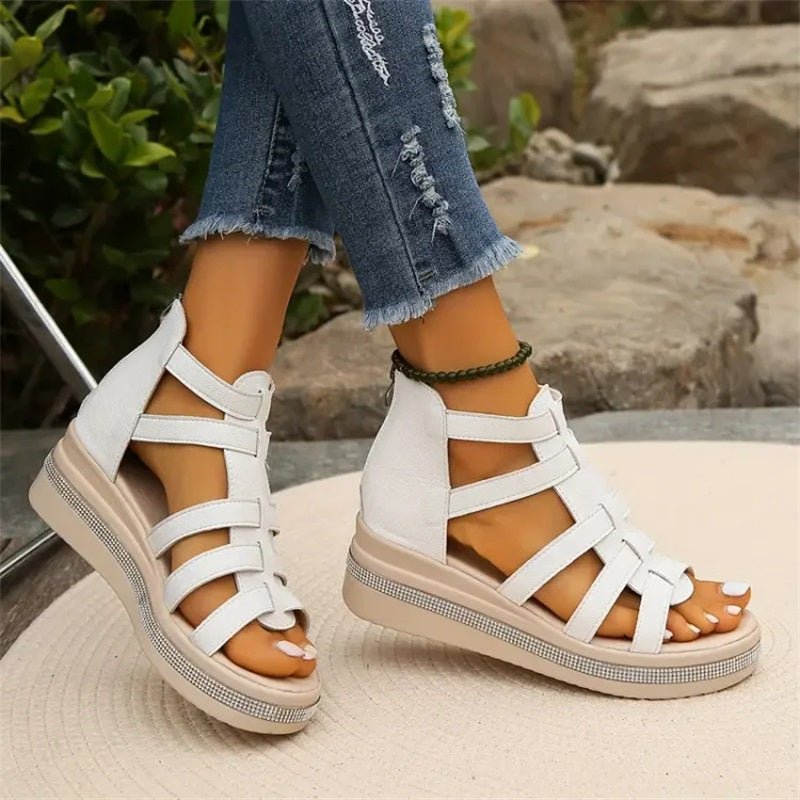 Valenzora | Elegant rhinestone wedge sandals
