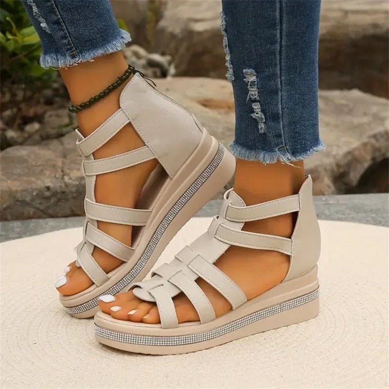 Valenzora | Elegant rhinestone wedge sandals