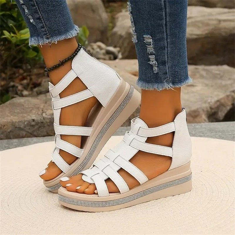 Valenzora | Elegant rhinestone wedge sandals