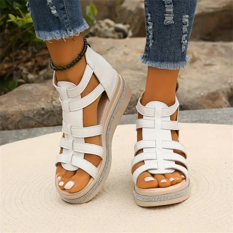 Valenzora | Elegant rhinestone wedge sandals