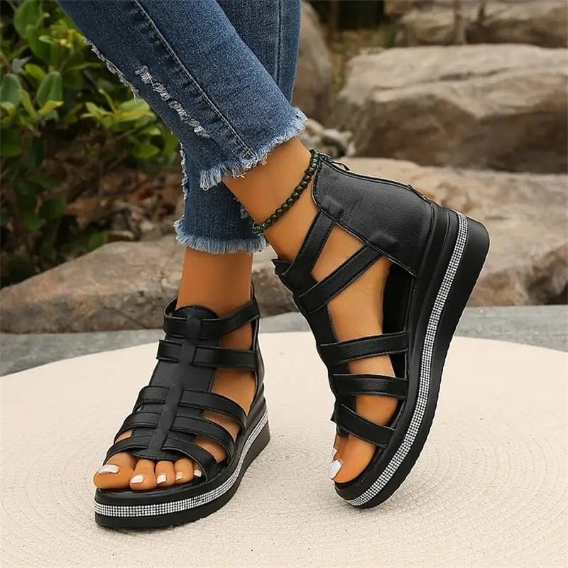 Valenzora | Elegant rhinestone wedge sandals