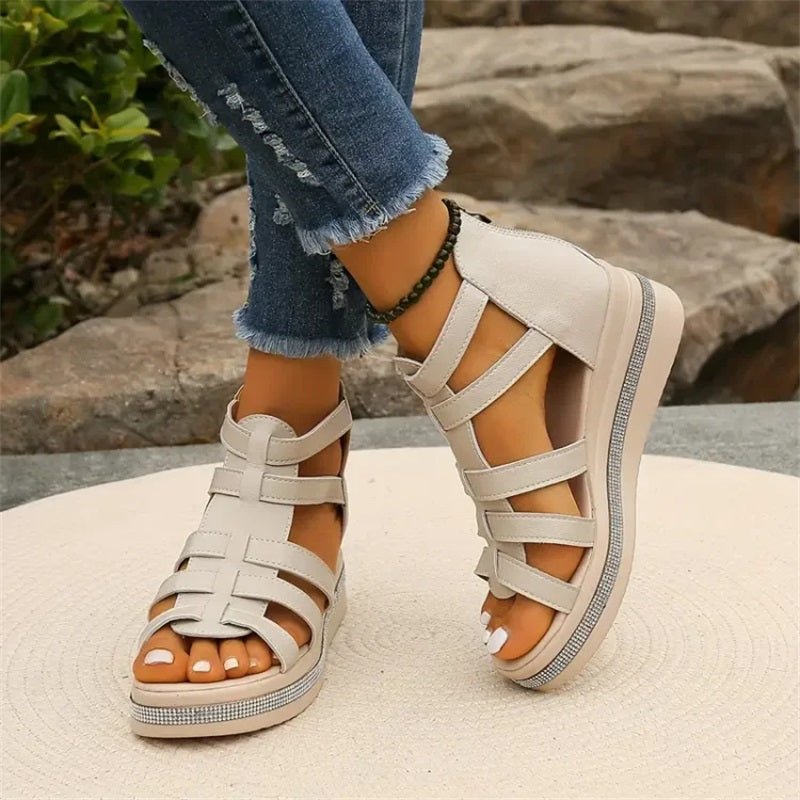 Valenzora | Elegant rhinestone wedge sandals