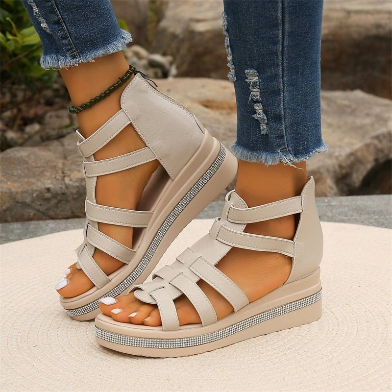 Valenzora | Elegant rhinestone wedge sandals