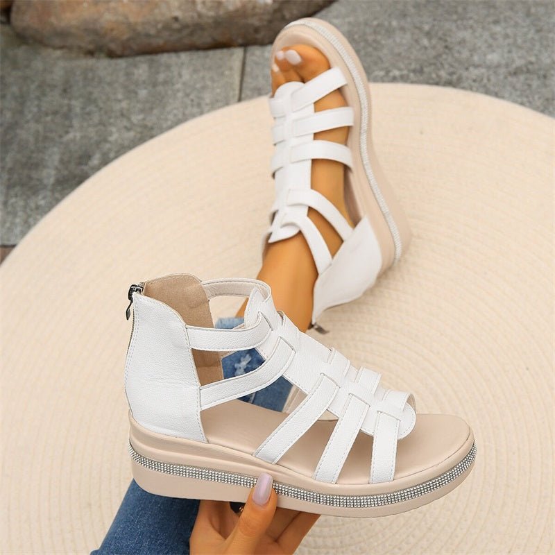 Valenzora | Elegant rhinestone wedge sandals