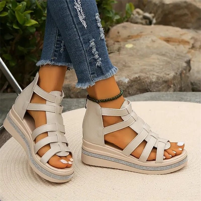 Valenzora | Elegant rhinestone wedge sandals
