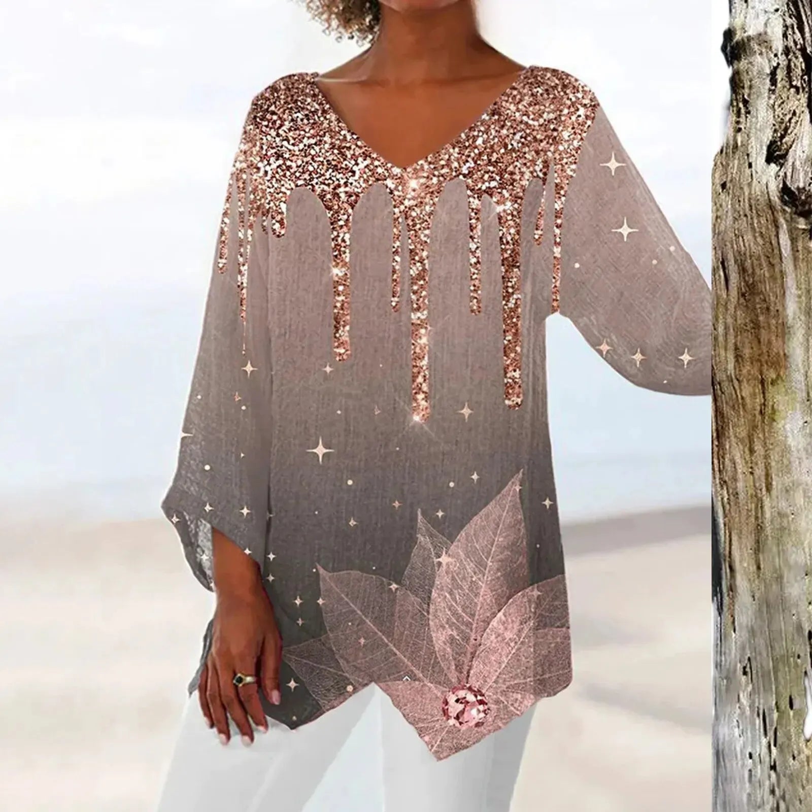 Valenzora | Elegantes Vintage-Damen-Oberteil mit V-Ausschnitt: Stilvoll, bequem und vielseitig