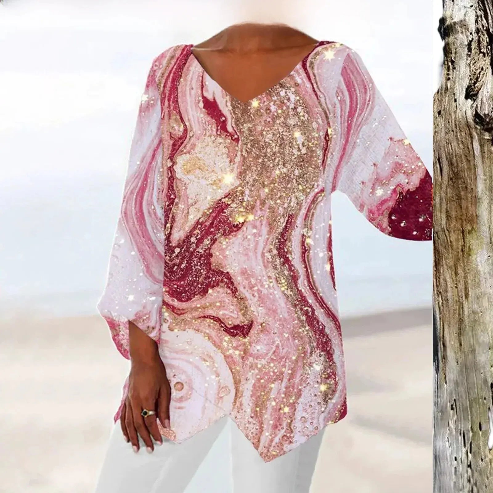 Valenzora | Elegantes Vintage-Damen-Oberteil mit V-Ausschnitt: Stilvoll, bequem und vielseitig