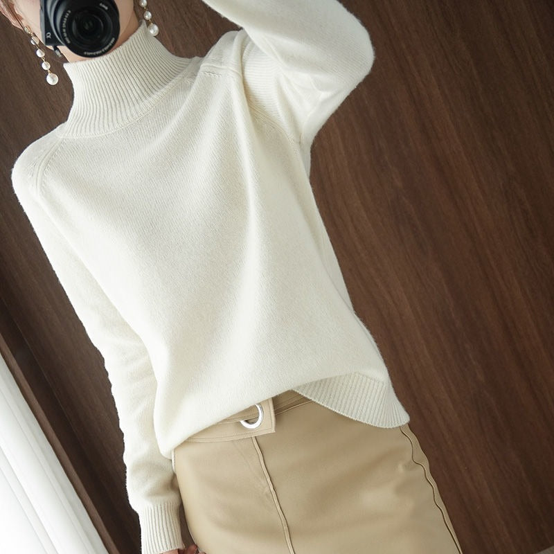Valenzora | Warm knit sweater with high collar for women
