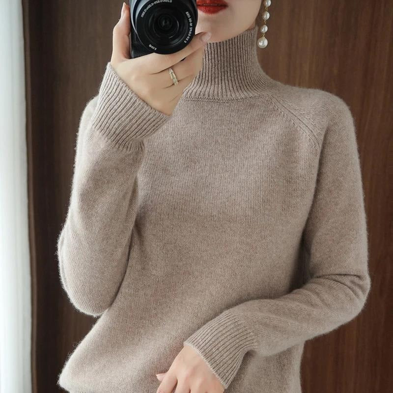 Valenzora | Warm knit sweater with high collar for women