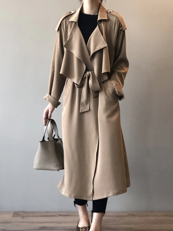 Valenzora | Eleganter langer Trenchcoat-Aktenkoffer mit Gürtel