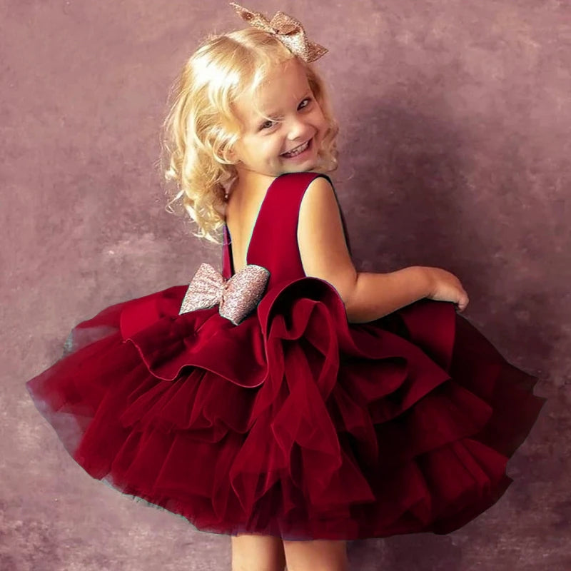 Valenzora | Baby girl's dress with large bow, christening gown, formal dresses