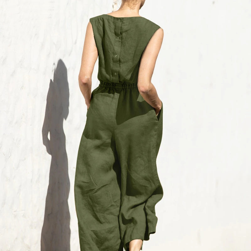 Valenzora | Damen militärgrüner Sommer-Büro-Overall