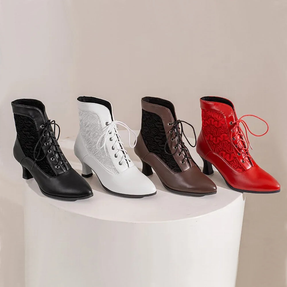 Valenzora | Women's Ankle Boots Leather Lace-up Shoes Modern Shoes