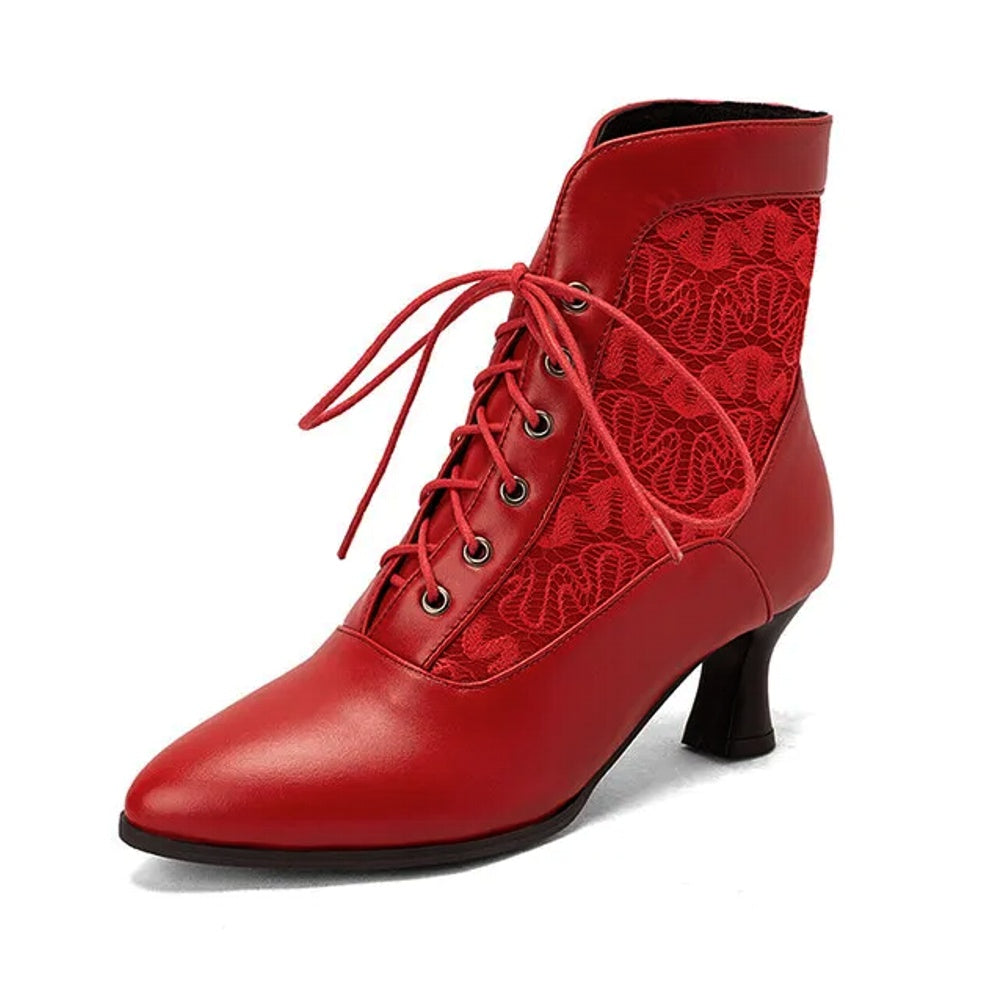 Valenzora | Women's Ankle Boots Leather Lace-up Shoes Modern Shoes