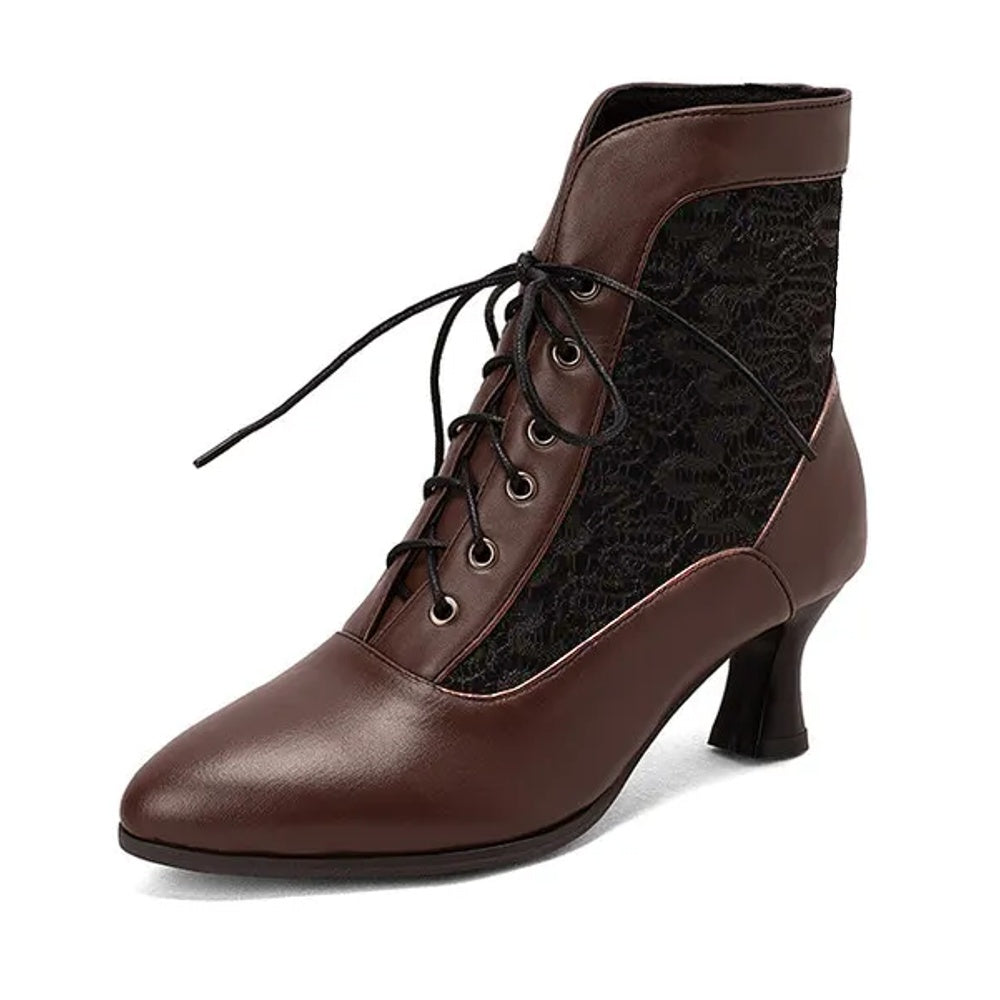 Valenzora | Women's Ankle Boots Leather Lace-up Shoes Modern Shoes