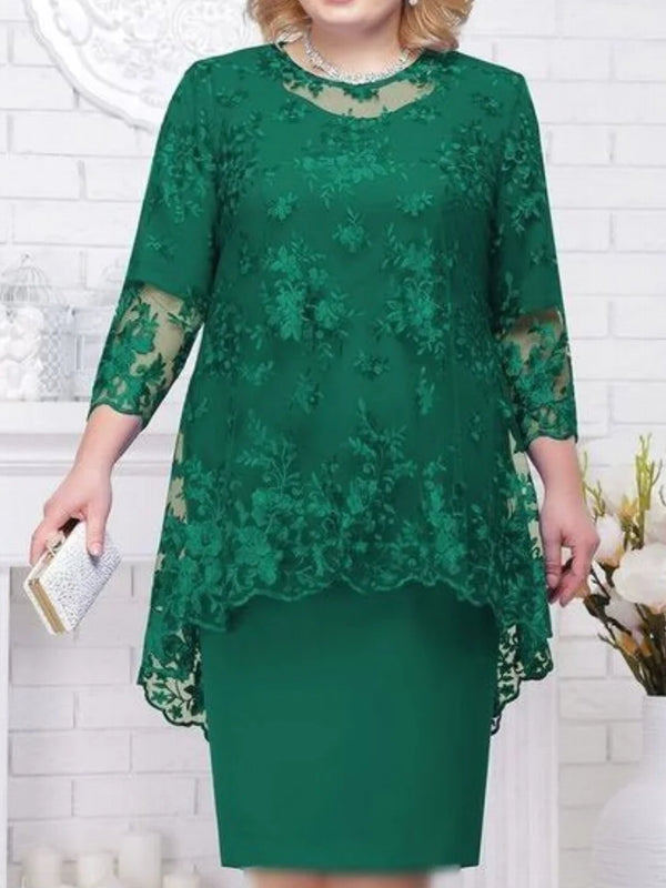 Valenzora | Elegant lace pattern 3/4 sleeve women's evening dress