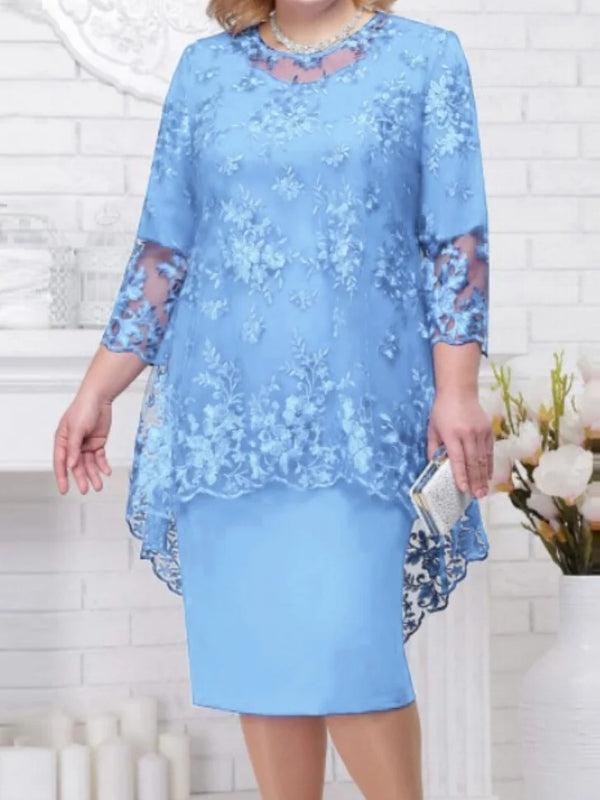 Valenzora | Elegant lace pattern 3/4 sleeve women's evening dress