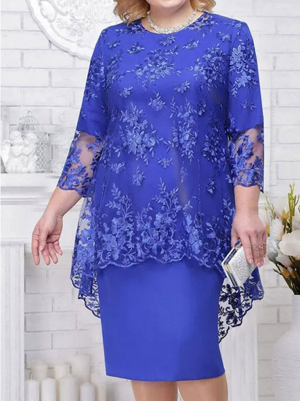Valenzora | Elegant lace pattern 3/4 sleeve women's evening dress