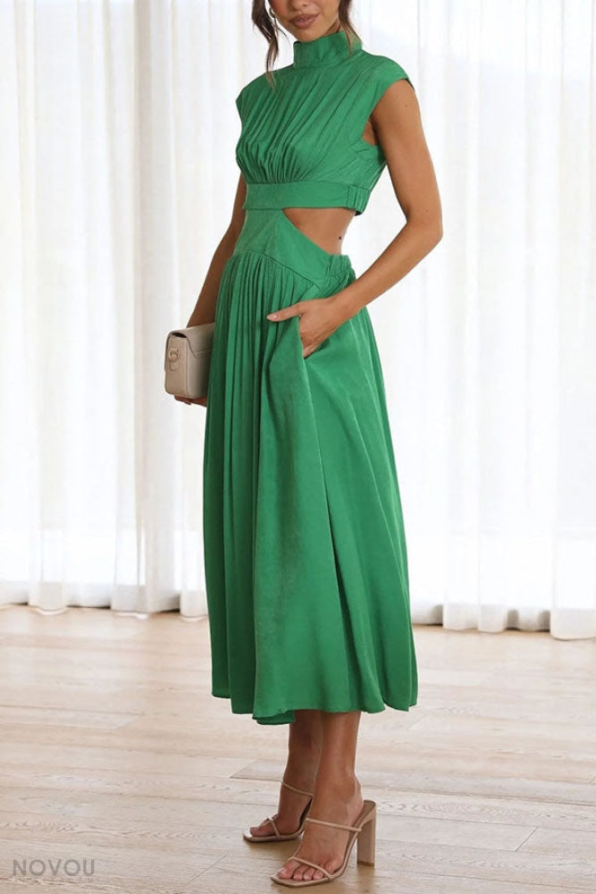 Midi dress with a neckline