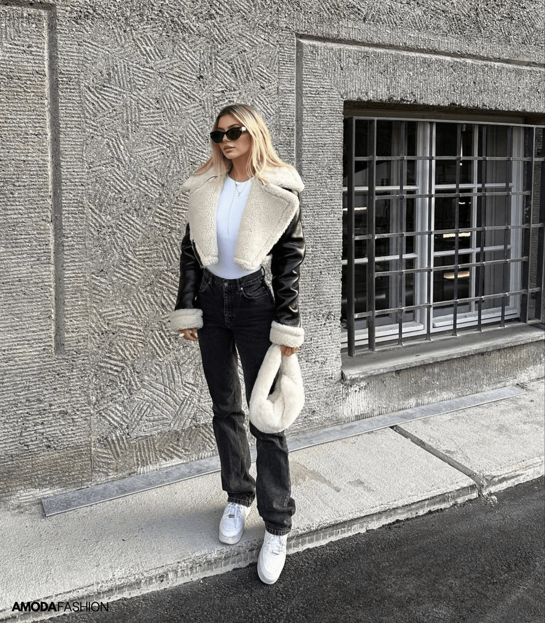 Top leather teddy jacket