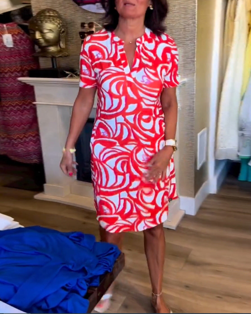 Valenzora | Lässiges, kurzärmliges Kleid mit Print