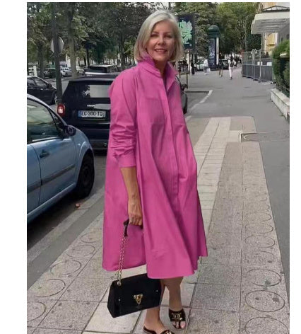Valenzora | Hemdblusenkleid mit Umlegekragen & Dreiviertelärmeln