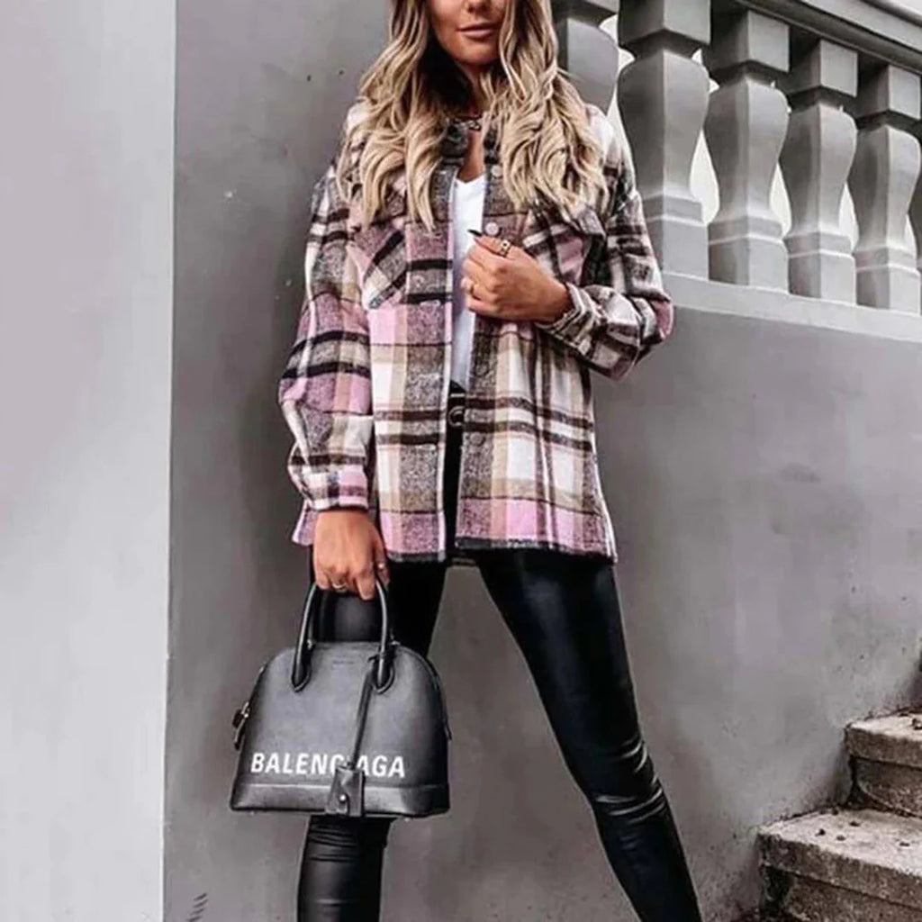 Valenzora – Karierte Oversize-Damenjacke für bequemes Styling