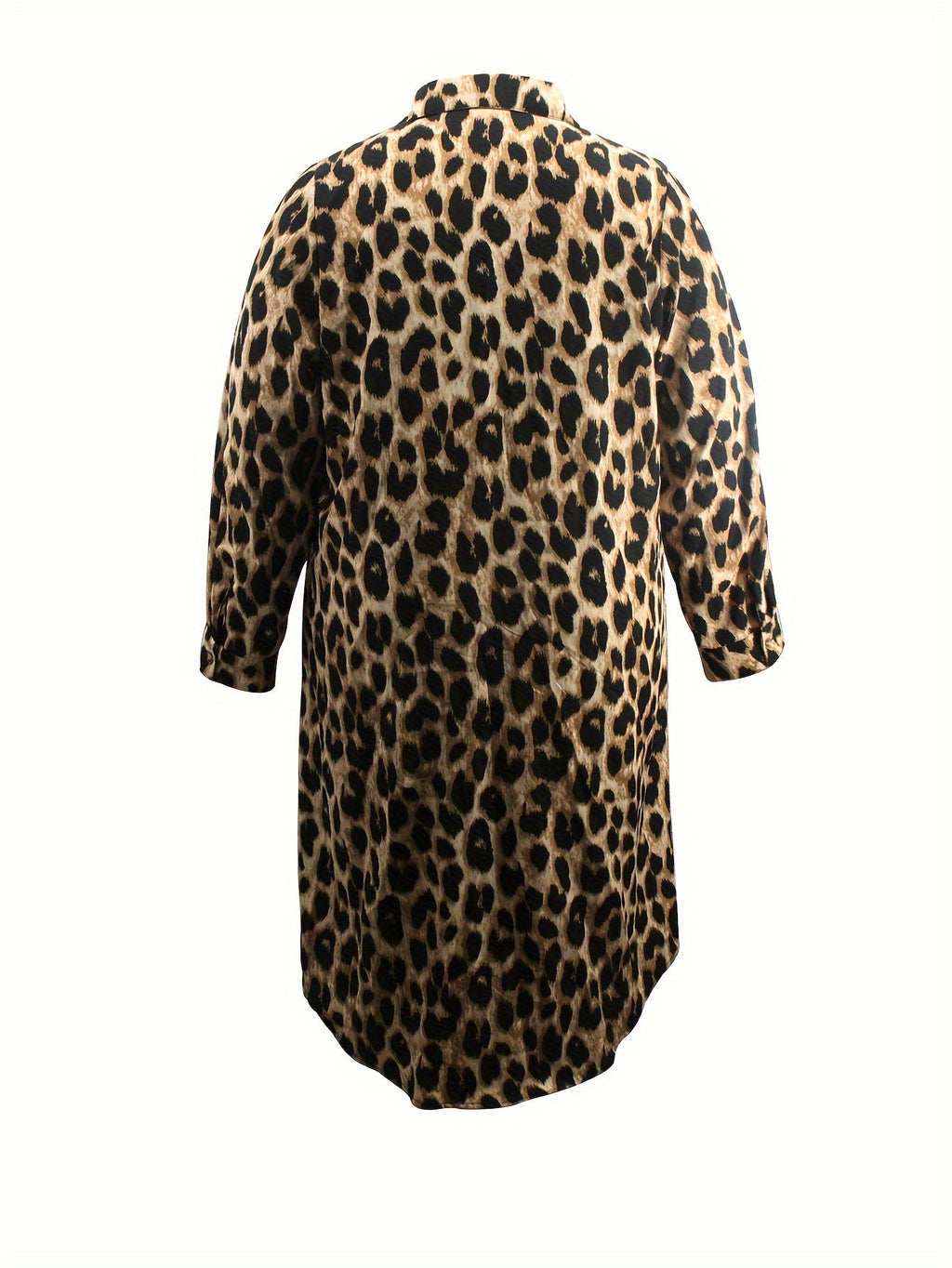 Valenzora | Lässiges Hemdblusenkleid mit Leopardenmuster und langen Ärmeln
